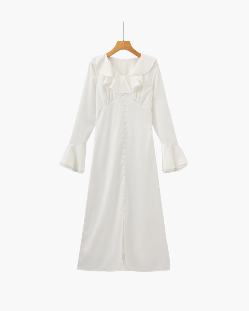 Vestido Midi con Botones de Perla