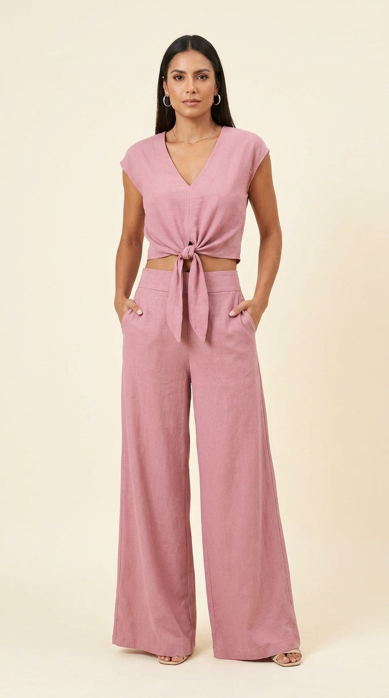 Conjunto de verano de 2 piezas para mujer SOFIALONDON: top de tirantes de manga corta y pantalón ancho, chándal, ropa de playa.