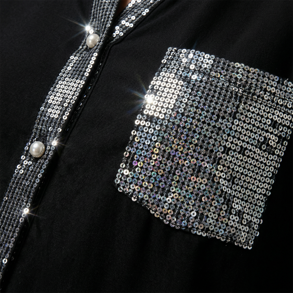 Camisa Glitter con Lentejuelas — Elegancia que Brilla