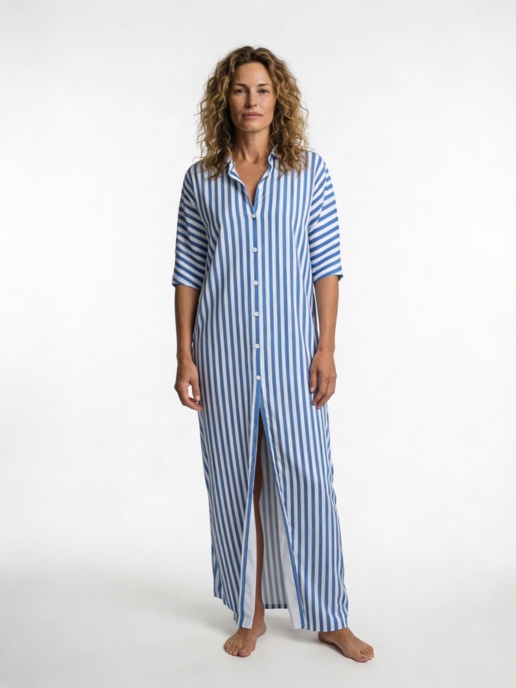 Vestido Camisero a Rayas | Largo hasta el Tobillo