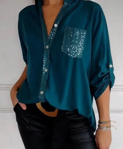 Camisa Glitter con Lentejuelas — Elegancia que Brilla